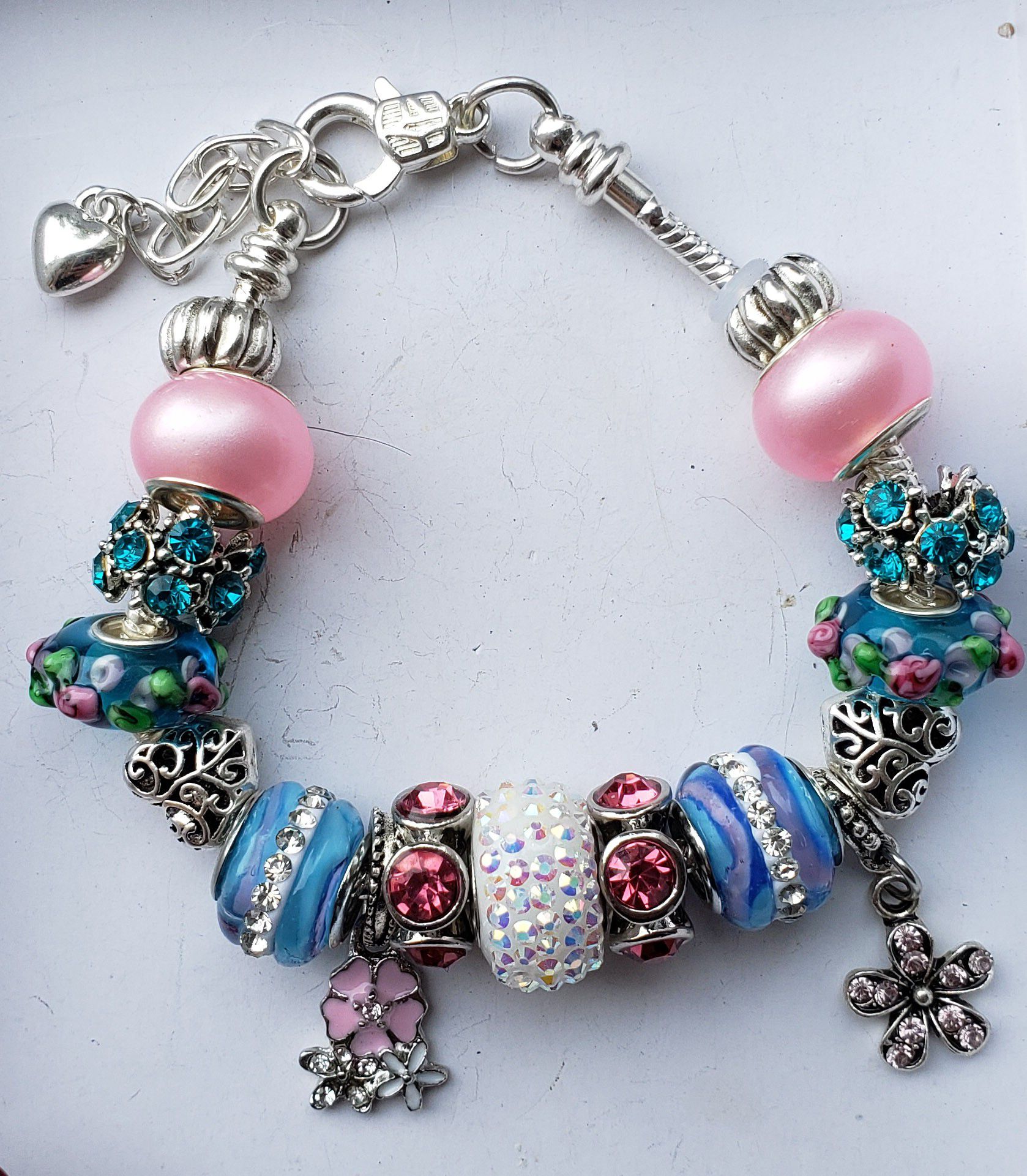 Pink and Blue charm bracelet 2 for $25