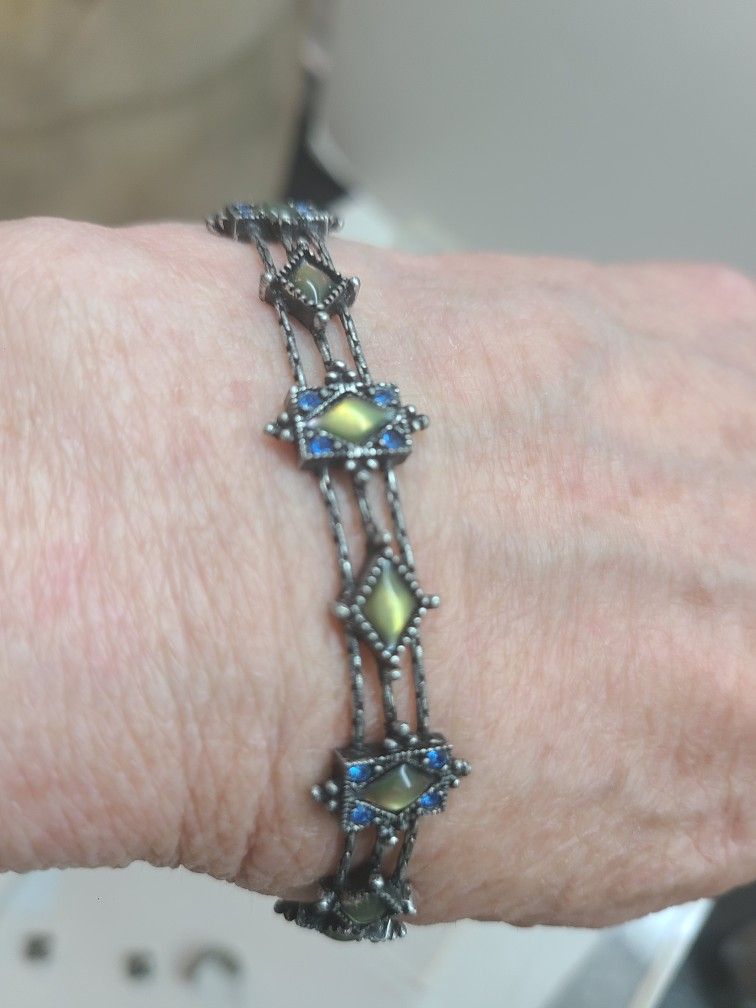 ART DECO INSPIRED MARCASITE GENUINE ABALONE