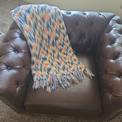 Vintage Crochet Lap Blanket Throw