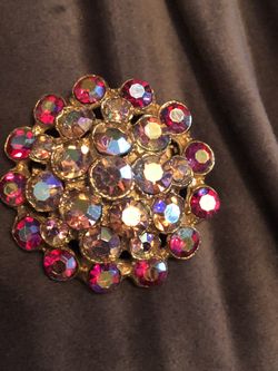 Beautiful red glass stone brooch