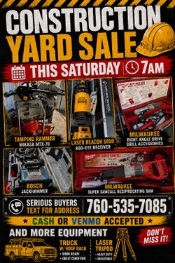 Construction Truck and Yard Sale This Saturday Text for address