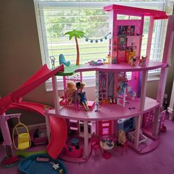 Barbie Dreamhouse Pool Party Doll House and Playset with 75+ Pieces, 45 in, Slide & Puppy Elevator