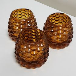 Set-3 Amber Glass Pinecone Votives 