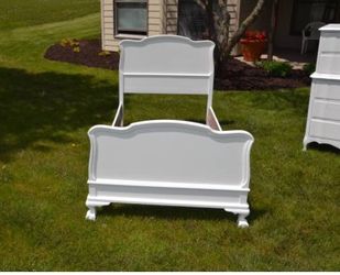 Twin white bed . So pretty