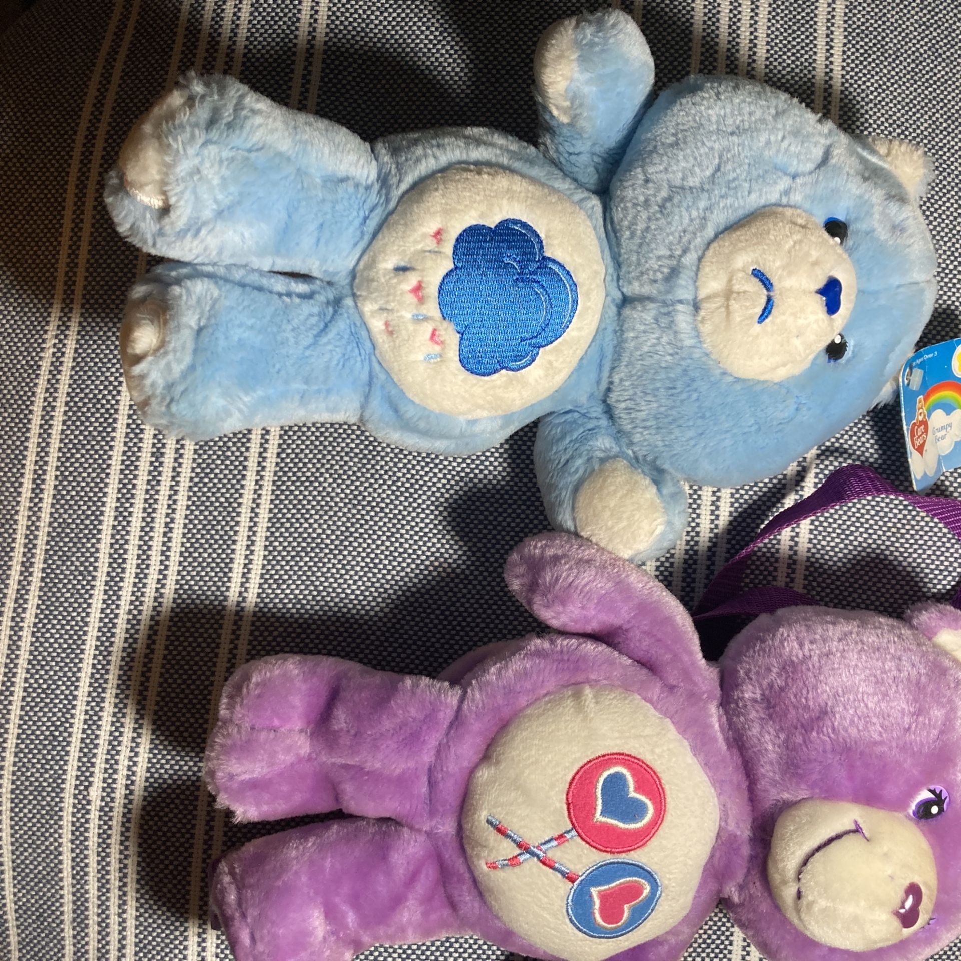Rare 14” Care Bear Plush Back Pack And Grumpy Bear
