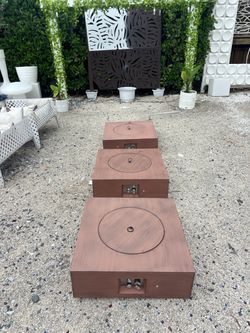 Outdoor PatioPropane Fire Pits with Fire Glass 28 inches Squared. Pricing is for all three!!!!!!!!!