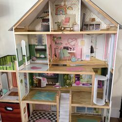 Wooden Dollhouse – Multi-Level Playhouse