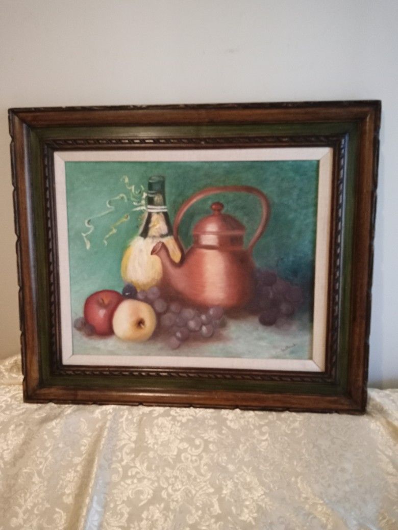 VTG OIL PAINTING ON CANVAS SIGNED FRAMED 28.5