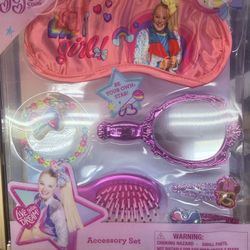JoJo Siwa Pink Glitter Girls Hair Accessory Set Snap Clips Brush Mirror