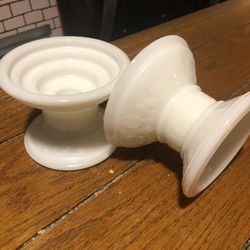 Vintage Milky White Candle Holders 