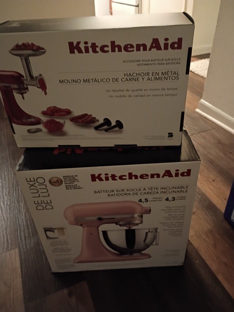 Pink Kitchen Aid With Meat Grinder Attachment