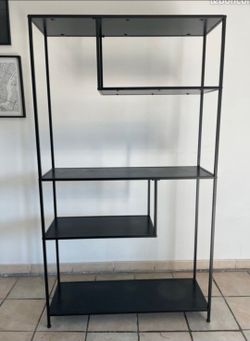 70.8 in. Tall Black Metal Accent Bookshelf with 4 Compartments and Legs Freestanding Organizer Display Shelves Bookcase new Retail $180