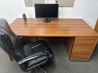 Executive Office Desk w/ Drawers + High-Back Chair – Solid & Professional