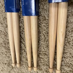 3 Vater 5B Hickory Drumsticks 