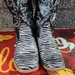 Roper Black Leather Womens Boots 