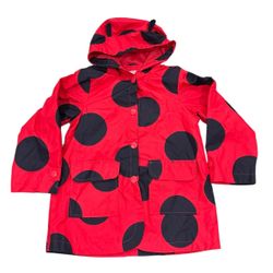 Carter’s Girl’s Size 5/6 Lady Bug Rain Jacket Red/Black Snap-Front Hooded