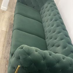 Emerald Green Tufted Couch 8 ft