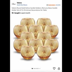 Gold Round Glass Tea Light Candle Holders