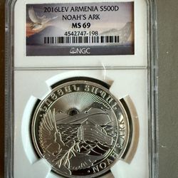 2016LEV 1oz NGC MS69 ARMENIA NOAH’S ARK SILVER COIN 