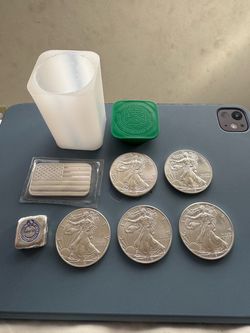 Silver eagles - 1 flag bar - 1 poured bar