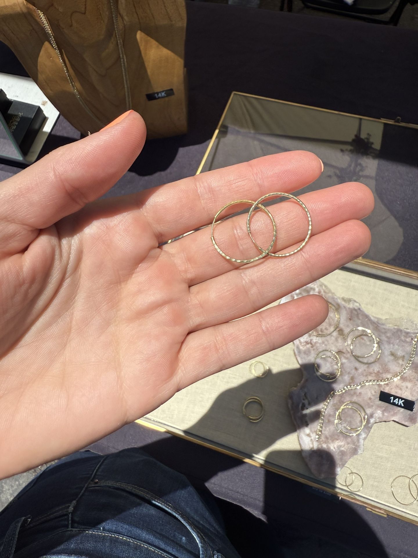 14k Gold Diamond Cut Hoop Earrings