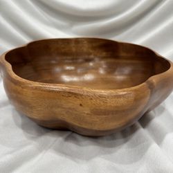 Large Pier 1 Wood Salad Serving Bowl 