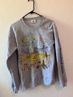 Vintage Y2K Disney Resort Grey  Disney Crewneck Disney Goofy Pluto Sweater Pullover Donald Duck Mickey Logo Print Jumper SIZE S
