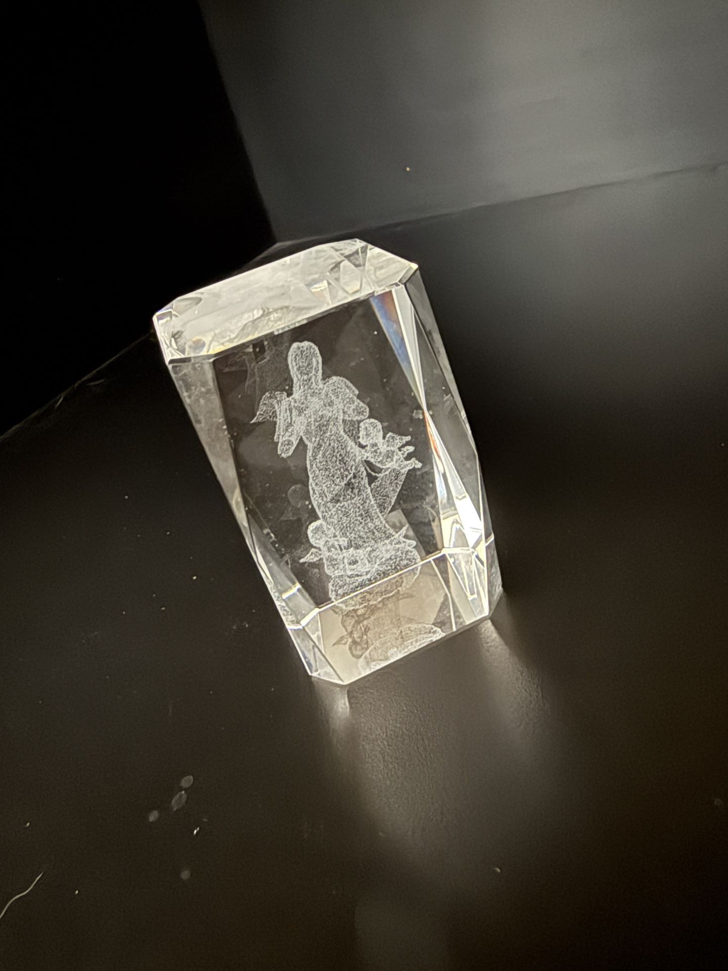Crystal Angel Etched Glass Ornament Decorative Display Piece