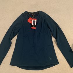 Women’s Medium Spyder 🕷️ Green Fleece Lined Undershirt With Thumb Holes 