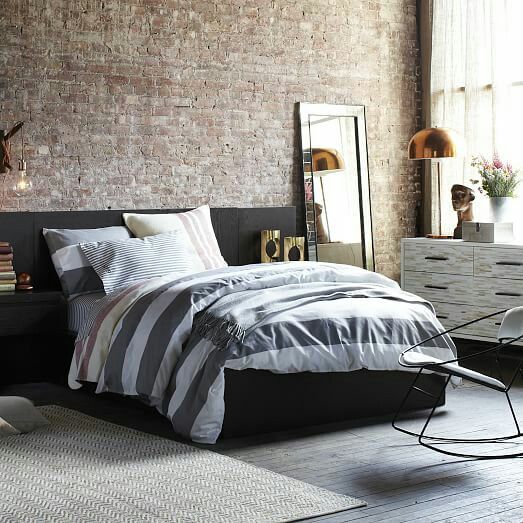 West Elm queen platform storage bed