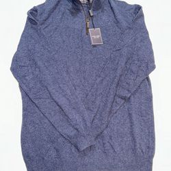 Filippo Riberti 1/4 Zip Wool Cashmere Blend Pullover Sweater Men's XL Blue