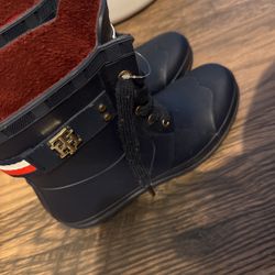 Tommy Hilfiger Rubber Mid Calf Tie Navy TWTONIEE Rain Boots Size 6M