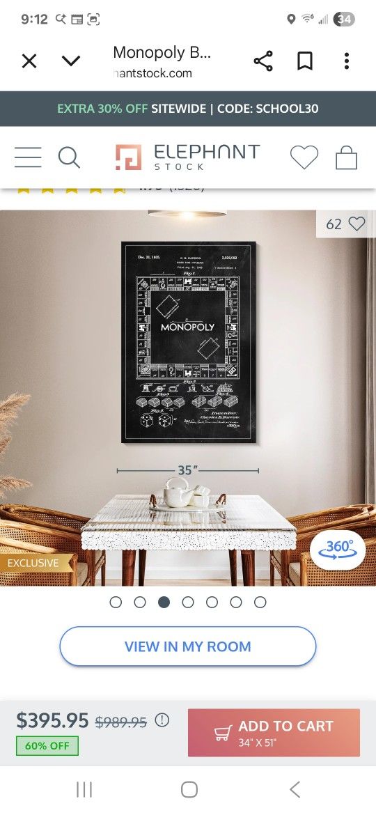 Monopoly Black And White Canvas Wall Art