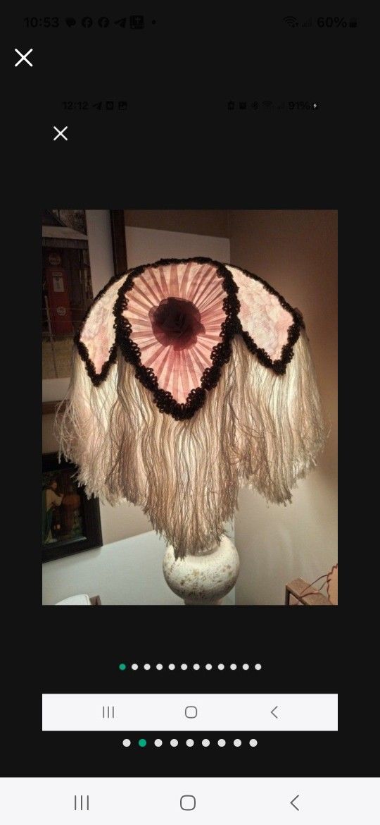 Vintage Victorian Style Pink Mauve Rose Silver Satin Fringed Table Lamp Shade....asking $40.00