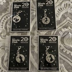 New Disney Movie Club 20th Anniversary Exclusive Set Of 4 Bracelet Charms/ Pendants 