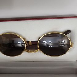 Early Production Vtg Cartier Giverny Frames Bubinga wood Arms W/case EUC