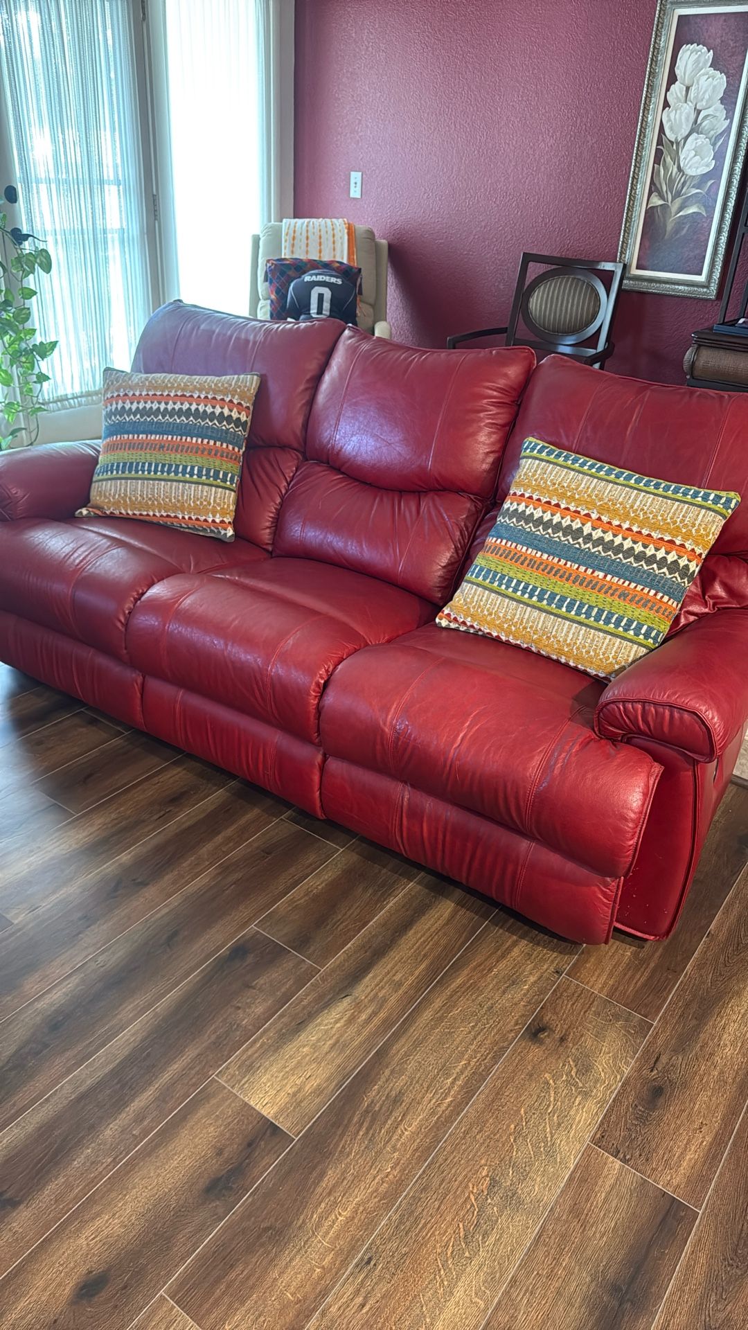 Red Leather Couch/2 Recliners