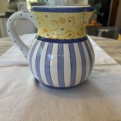 Hand-Painted Collectible Ceramic Pitcher by Elizabeth Roache of the Present Tense Collection