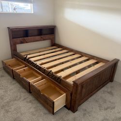 Full Solid Wood Bed Frame With 3 Drawers $500