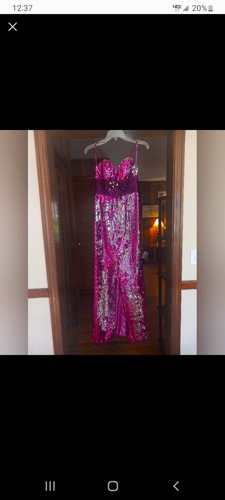 PINK AND SILVER HAND BEADED SEQUIN PROM|PAGEANT|FORMAL GOWN
