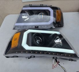04-08 Ford F150 06-08 Lincoln Mark LT LED DRL Projector Headlights Luces Focos Micas Faros Faroles Headlamps