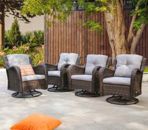 Patio Rocking Chairs Set Up For Swivel Chairs Swivel Rocking Chairs Brand New Available With Brown Or Gray Cushions, 🚛🆕✈️🚚🆕