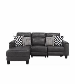 Black leather sectional