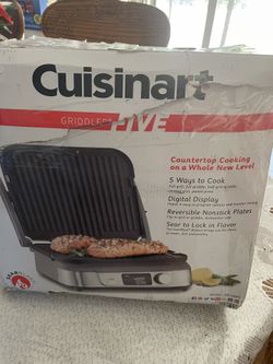 Cuisinart GR-5BP1 Electric Griddler FIVE, Enjoy 5-in-1 Functions, LCD Display, Wide Temperature Range and Sear Function, Stainless Steel 