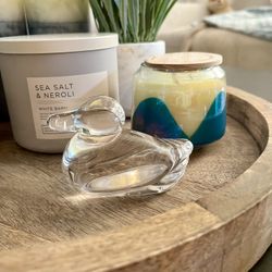 Atlantis Full Lead Crystal Clear Glass Duck Made In Portugal Paperweight Figurine