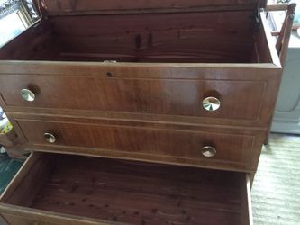 Antique cedar lined blanket chest with drawer in great shape