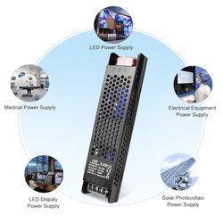 LED Driver DC 12V 16.5A 200W Power Supply, AC 110~250V to DC 12 Volt Universal Regulated Switching Converter Transformer, LED Adapter for LED Strip Li