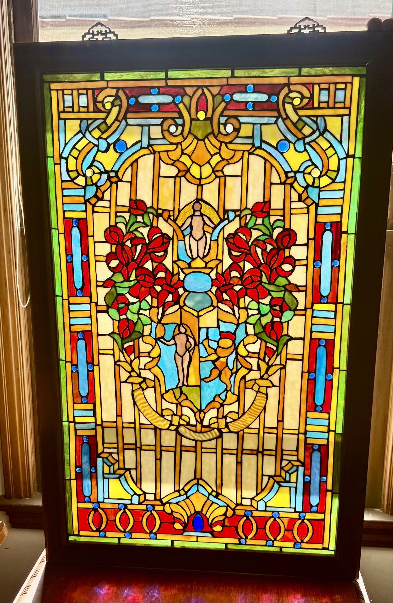 Beautiful Decorative Stained Glass Window Panel - 24x37 ½” 