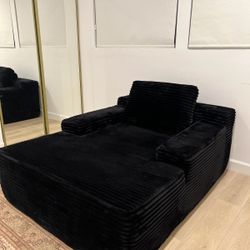 , Black Plush Corduroy Cloud Couch, Fluffy Oversized Sofa Bed for Bedroom Living Room, Comfy Boneless Reading Longue Ch