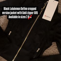 Black With Gold Zipper Lululemon Define Cropped Jacket